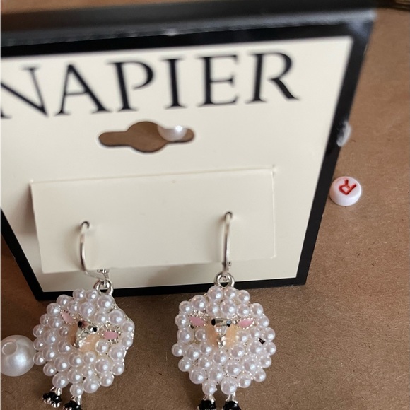 Napier Pearl Sheep Earrings with Silver Accents,earrings for women,sheep earring - Picture 4 of 9
